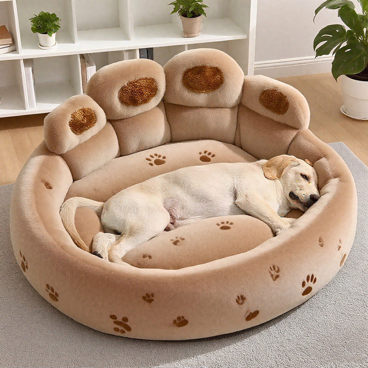 All-Season Pet Bed with Paw Design – Cozy Plush Bed for Dogs & Cats