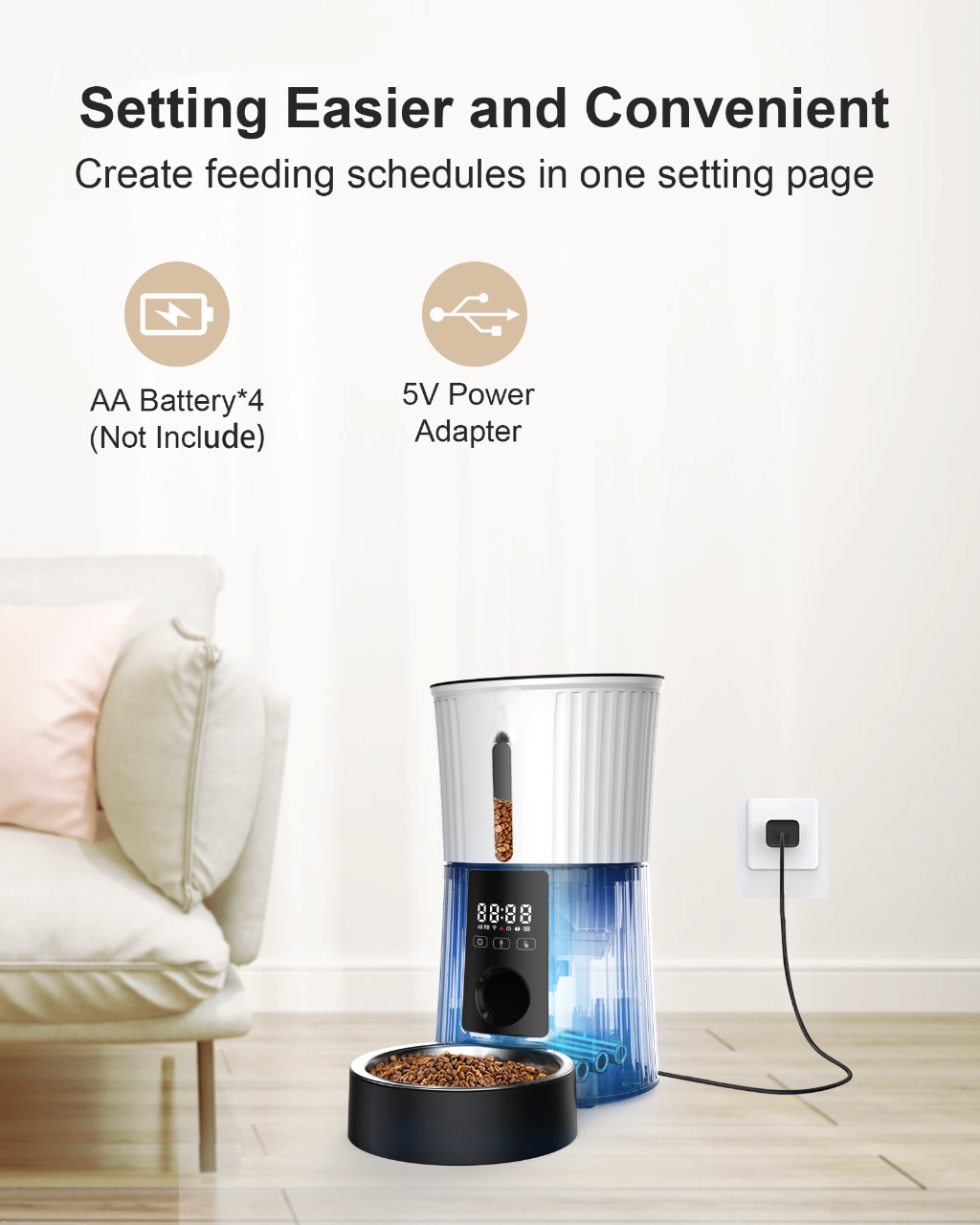 Smart Wi-Fi Pet Feeder with Timer & Microchip Recognition – 4 L Capacity | For Dogs & Cats