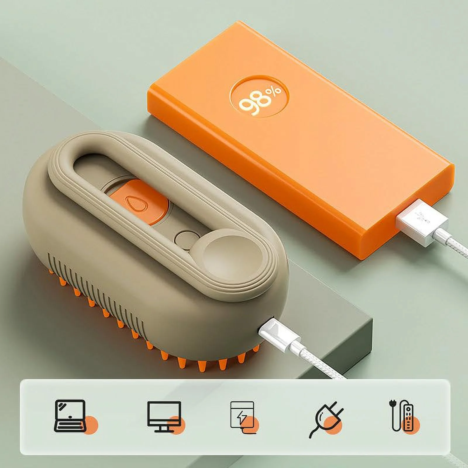 3-in-1 Pet Steam Brush – Rechargeable, with Water Spray & Comb Function | For Dogs & Cats